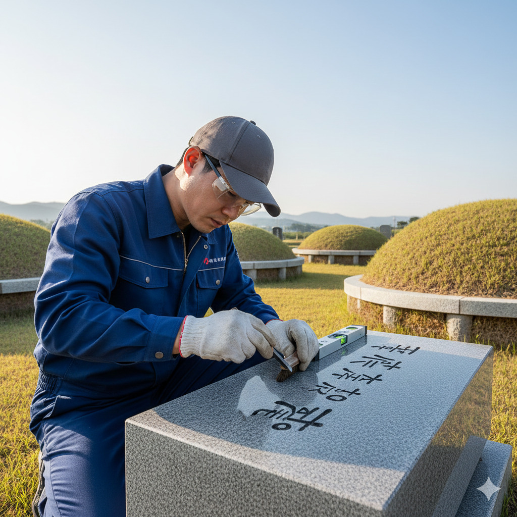 묘비석 작업
